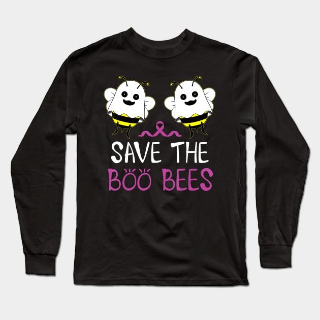 Save The Boo Bees Breast Cancer Awareness Halloween Long Sleeve T-Shirt by JaydeMargulies